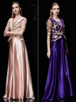 robe énigmatique de soirée A-ligne en tulle avec ceinture col V longueur plancher