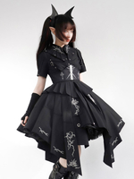 Robe Noire Gothique Costumes Uniformes militaires Lolita Détails