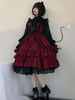 Robe noire Gotic Lolita JSK Neverland bordeaux sans manches arcs en cascade volants sept péchés capitaux courroux Lolita pull jupes