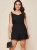 Robe noire grande taille pour femme col en V sans manches épaules dénudées en polyester robe mi-longue décontractée