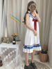 Robe One Piece Sweet Lolita Blanc Bows Robe One Piece Lolita plissée Déguisements Halloween