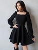 Robe patineuse à manches bouffantes col carré ligne A mini robe de printemps pour femmes 2025