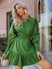 Robe Patineuse Courte Femme à Col Rond avec Manches Longues Amples Coupe Cintrée Unicolore Robe Femme