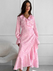 Robe portefeuille à imprimé zèbre rose à manches longues et col en V élégante à volants ourlet asymétrique robe longue de printemps pour femmes 2025