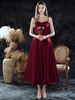 Robe pour femme avec cocktail glamour une ligne de thé longueur chérie cou noeuds robe de soirée