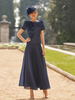 Robe pour mère de famille col bateau manches courtes deux pièces fleurs longueur cheville robes dinvitées de mariage