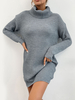 Robe Pull en Côtelé Courte à Col Montant avec Manches Longues Décontracté Unicolore Pull Femme