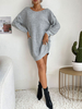 Robe Pull en Côtelé Courte Femme à Col Rond avec Manches Longues Unicolore Pull Femme