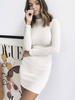 Robe pull femme robes moulantes col montant blanc dos nu décontracté manches longues chandails robe crayon