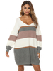 Robe pull femme surdimensionnée V Nck manches longues robes droites en tricot deux tons