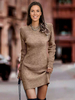 Robe Pull Moulante Tricotée Pour Femmes Manches Longues Col Rond