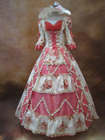 Robe royale demi manches polyester rose princesse adorable Halloween