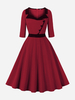 Robe rétro à col rabattu style Audrey Hepburn des années 1950 boutons demi-manches robe rockabilly blanche moyenne bicolore