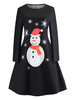 Robe rétro de Noël des années 1950 noire en couches femme superposée plissée robe Rockabilly cou bijou