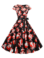 Robe rétro des années 1950 à manches courtes femme modèle de balançoire