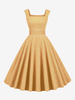 Robe Rétro Des Années 1950 Audrey Hepburn Style Passepoil Sans Manches Col Carré Robe Rockabilly