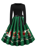 Robe rétro des années 1950 avec motif de noël et arc