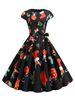 Robe rétro des années 1950 bijou col manches courtes femme modèle de Noël robe Rockabilly