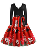 Robe rétro des années 1950 col en V manches longues femme modèle de balançoire