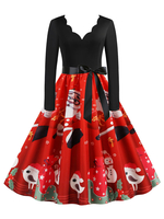 Robe rétro des années 1950 col en V manches longues femme modèle de balançoire