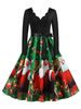 Robe rétro des années 1950 col en V manches longues femme modèle de balançoire