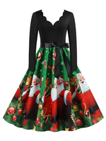 Robe rétro des années 1950 col en V manches longues femme modèle de balançoire