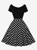 Robe Rétro Des Années 1950 Col Rond Manches Courtes Longueur Genou Robe Rockabilly À Pois