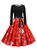 Robe rétro des années 1950 Jewel Neck Cut Out manches longues femme modèle Rockabilly robe de Noël