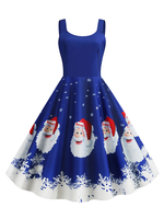 Robe rétro des années 1950 noire modèle de Noël femme robe sans manches Rockabilly