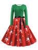 Robe rétro des années 1950 rouge modèle de Noël femme sincline robe Rockabilly cou manches bijou
