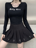 Robe rétro en coton à manches longues pour femmes