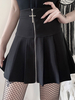 Robe rétro en polyester punk zippée à lavant pour costume gothique noir