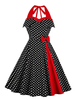 Robe Rétro Noir À Pois Robe vintage Robe Plissée
