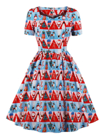 Robe rétro rouge à manches courtes et chérie