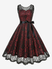 Robe Rétro Verte Années 1950 Style Audrey Hepburn Ceinture Sans Manches Col En V Robe Vintage