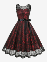 Robe Rétro Verte Années 1950 Style Audrey Hepburn Ceinture Sans Manches Col En V Robe Vintage