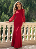 Robe sirène rouge manches ornées robes longues de bal danniversaire