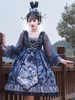 Robe style chinois Lolita OP Unicorn Bows Dark Navy manches longues Lolita Une Robes Piece Déguisements Halloween