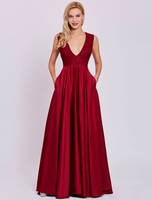 Robe sublimé de bal A-ligne en dentelle col V longueur plancher