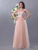 Robe sublime de bal A-ligne nude en tulle col rond avec fleur longueur plancher Milanoo