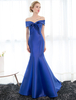 Robe sublime de soirée sirène en voile de tulle plissé col bateau Avec traîne