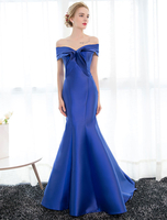Robe sublime de soirée sirène en voile de tulle plissé col bateau Avec traîne