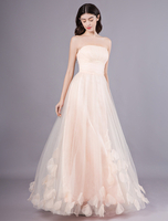 Robe subtenue de bal A-ligne en tulle rose rougissant bustier plissé