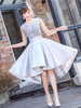 Robe subtenue de bal A-ligne Tissu de satin gris clair col rond plissé asymétrique