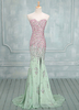 Robe subtenue de bal céladone sirène en chiffon avec paillettes à traîne