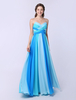 Robe subtenue de bal plissée bleue dégradée col en coeur Milanoo