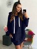 Robe Sweat Capuche casual en coton mélangé unicolore