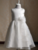 Robe sweet de fille de fleurs Tissu de satin ivoire col rond avec fleur