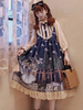 Robe Sweet JSK Lolita Bleue Sans Manches Noeuds Boutons Jupes Lolita Jumper Déguisements Halloween