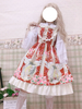 Robe Sweet JSK Lolita Bordeaux volants sans manches Noeud Lolita Jumper Jupes Déguisements Halloween
